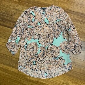 The Limited Paisley Blouse Womens Size Small 3/4 Sleeve Top Lightweight Career‎